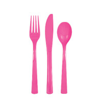 Hot Pink Assorted Reusable Cutlery 18 Pack- alt image 0