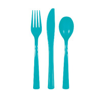 Caribbean Teal Assorted Reusable Cutlery 18 Pack- alt image 0