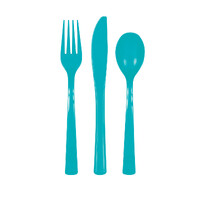 Caribbean Teal Assorted Reusable Cutlery 18 Pack- alt image 0
