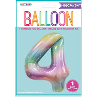 Pastel Rainbow Number 4 Foil Balloon 86cm- alt image 0