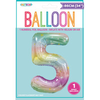 Pastel Rainbow Number 5 Foil Balloon 86cm- alt image 0