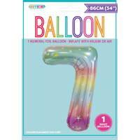 Pastel Rainbow Number 7 Foil Balloon 86cm- alt image 0