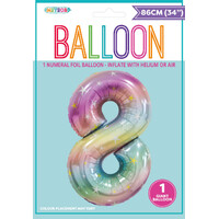 Pastel Rainbow Number 8 Foil Balloon 86cm- alt image 0
