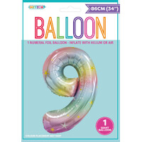 Pastel Rainbow Number 9 Foil Balloon 86cm- alt image 0