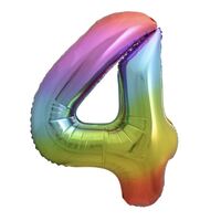Rainbow Number 4 Foil Balloon 86cm- alt image 0