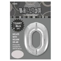 Silver 0 Number Foil Balloon 86cm- alt image 0