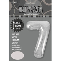 Silver 7 Number Foil Balloon 86cm- alt image 0