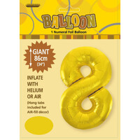 Gold 8 Number Foil Balloon 86cm- alt image 0