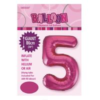 Hot Pink Number 5 Foil Balloon 86cm- alt image 0