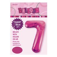 Hot Pink Number 7 Foil Balloon 86cm- alt image 0
