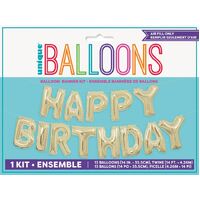 Happy Birthday Champagne Gold Foil Letter Balloon Kit 35.5cm- alt image 0