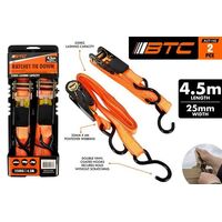 2 x Heavy Duty Ratchet Tie Down 4m x 2.5cm 250kg Lashing Capacity- alt image 0