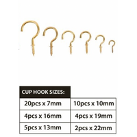 Duramax Hardware Brass Assorted 45pc Screw-in Cup Hooks Kit- alt image 0