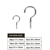 Duramax Hardware Silver Assorted 45pc Screw-in Cup Hooks Kit- alt image 0