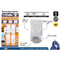 Self Adhesive 4pc Hooks 700G Removable 4.5cm- alt image 0