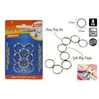 8pcs Key Ring 20mm Split Ring Design Heavy Duty DIY Art Craft Stainless Steel- alt image 0