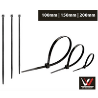 150pc Cable Ties Assorted Sizes Black- alt image 0