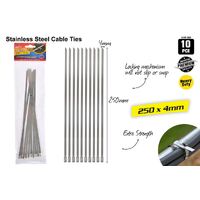 10pc Stainless Steel Cable Ties 250x4mm- alt image 0