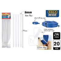 20pc Cable Ties Extra Wide 295mm x 9mm White- alt image 0