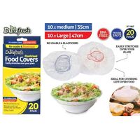 20 x Reusable Clear Plastic Food Covers BPA Free Elasticised Assorted Sizes- alt image 0