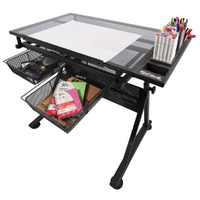 Mont Marte Creative Art / Craft Station Table - Glass Top Desk- alt image 0