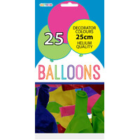 25cm Assorted Colours Decorator Balloons 20 Pack- alt image 0