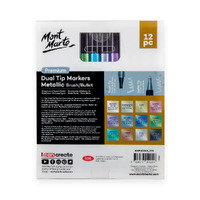 Mont Marte Premium Dual Tip Markers Metallic Brush/Bullet 12pc- alt image 0