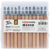 Mont Marte Premium Wood Carving Chisel Kit Set 12pc - Tool Set Craft Sculpting Linocut- alt image 0