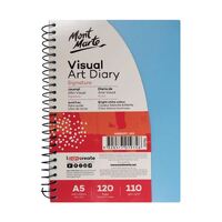 Mont Marte Visual Art Diary Spiral Bound Colour Cover White Paper A5 110gsm 120 Sheet- alt image 0