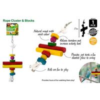 TrendyPets Rope Cluster with Natural Wood Blocks Bird Toy- alt image 0