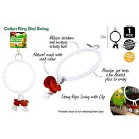 TrendyPets Cotton Ring Bird Swing Toy with Natural Wood 27cm- alt image 0