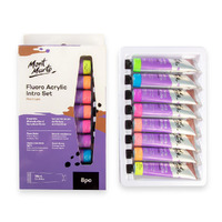 Mont Marte Intro Paint Set - Fluro Acrylic Paint 8pc x 18ml - Glows Under Black Light- alt image 0