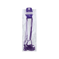 Metallic Purple Bead Necklaces 80cm 3 Pack- alt image 0