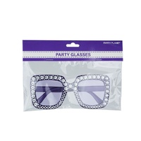 Purple Blinged Square Party Glasses- alt image 0