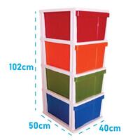 Mega 4 Drawer Multi Colour Plastic Storage Organiser- alt image 0