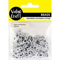 Plastic Alphabet Cube Beads Black & White 104pcs- alt image 0