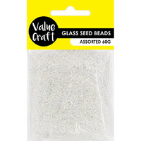 Glass Seed Beads 1.8mm White Rainbow 60g- alt image 0