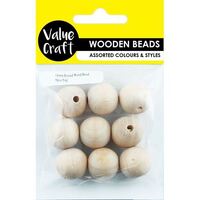 Wooden Round Beads 18mm Natural 9pcs- alt image 0