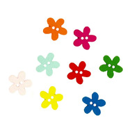 Buttons MDF Wooden 40 Pack - Flowers Multi Colours- alt image 0
