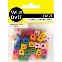 Wooden Assorted Cube Alphabet Beads 20g- alt image 0