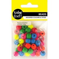 Wooden Assorted Fluoro Round Beads 15g- alt image 0