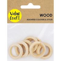Craft Wood 3cm Rings Natural 8pcs- alt image 0