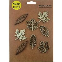 Wooden MDF Leaves Assorted Styles Natural 8pk- alt image 0
