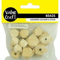 Wood Assorted Facet Natural MDF Bead 13pcs- alt image 0