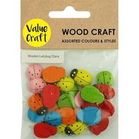 MDF Wooden Ladybug Assorted Bright Colours 25pcs- alt image 0