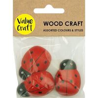 MDF Wooden Ladybug Large Red 3pc- alt image 0