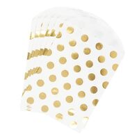 Paper Treat Bags White Gold Spots 6pk- alt image 0