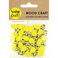 Assorted Wooden Bees 15mm 40pk- alt image 0
