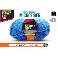 Chunky Knitting Wool/Yarn 100G - Blue Colour - 3 Ply Microfiber 100% Polyester- alt image 0