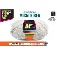 Chunky Knitting Wool/Yarn 100G - White - 3 Ply Microfiber 100% Polyester- alt image 0